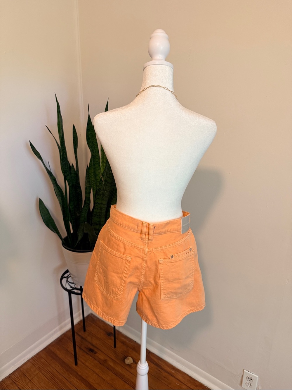 We The Free Womens High Waist Denim Shorts Orange Size 28 4 Inch Inseam - Picture 4 of 12